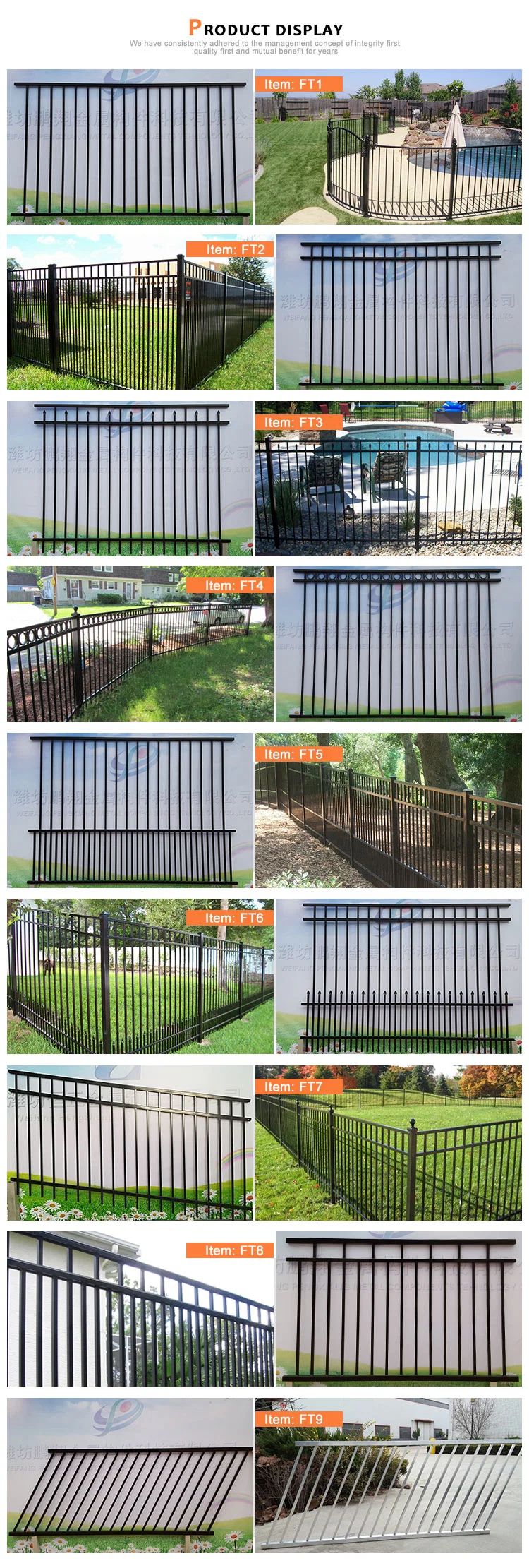 Safety Guardrail Aluminum Securtiy Fence Applied to Garden/Yard/Home/Play Ground